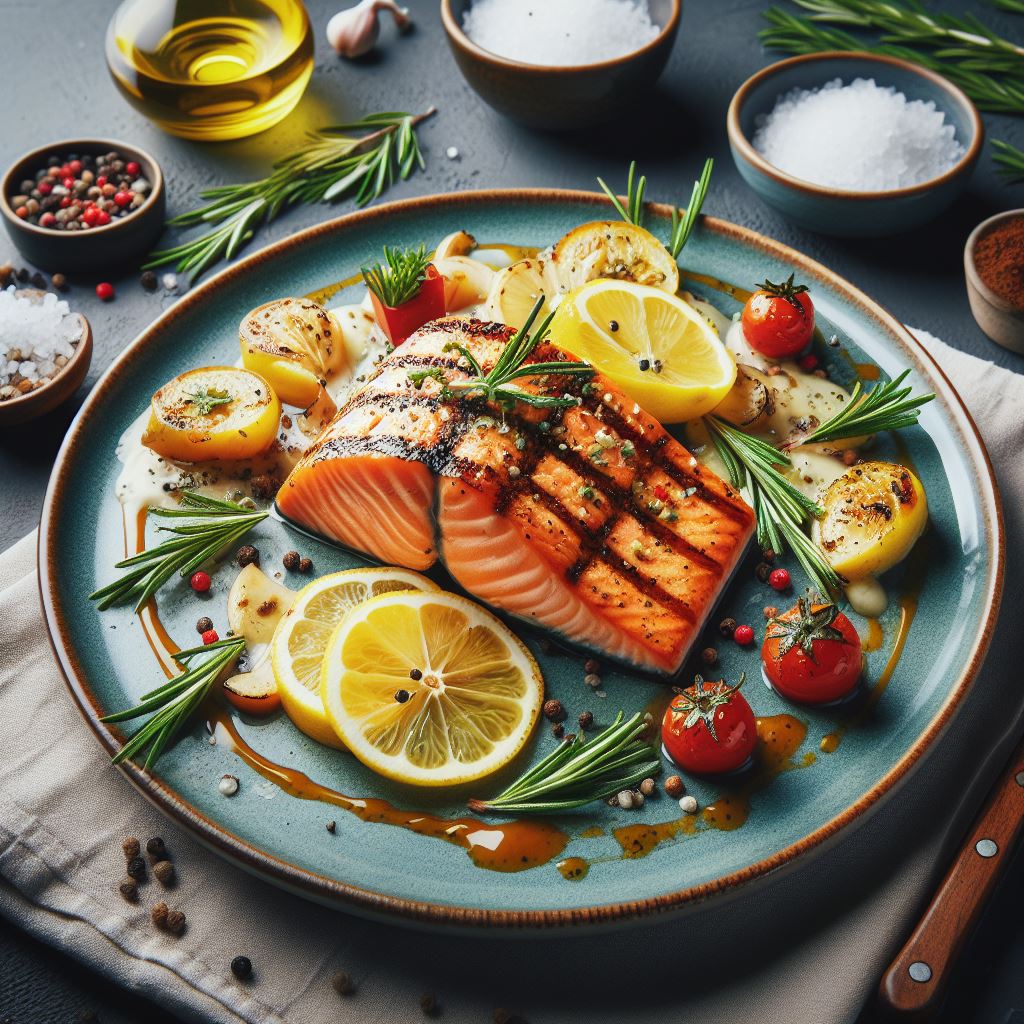 Salmon and season's vegetables